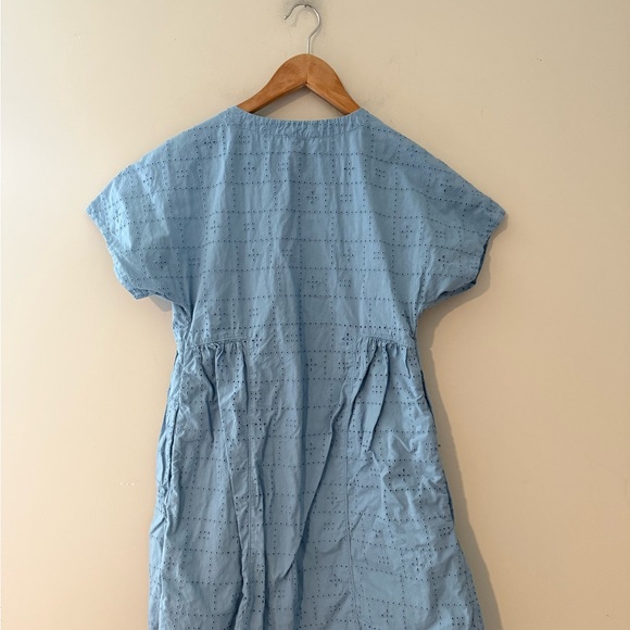 Madewell Eyelet V-Neck Mini Dress‎ Button Blue XS Small J.crew Jcrew j. Crew - Picture 7 of 7